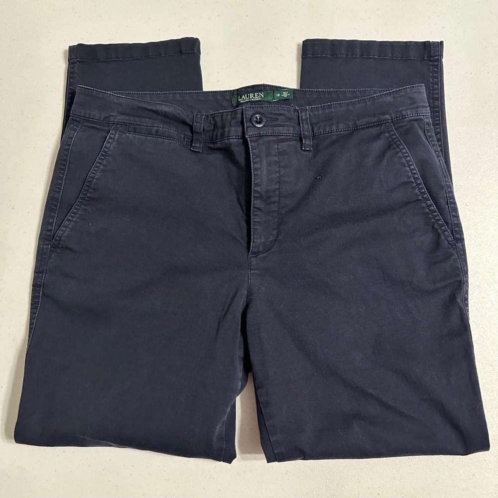 Lauren Ralph Lauren‎ Stretch Cotton Chino Pants Navy Blue Career Minimalist 12